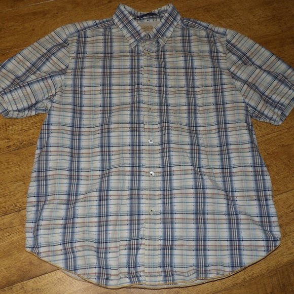 Blue Plaid Tommy Bahama Jeans Cotton Shirt, XL - Picture 1 of 3